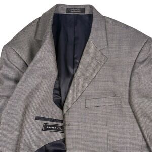 Andrew‎ Fezza Blazer Mens 43R Gray Houndstooth Wool/Silk/Poly/Rayon